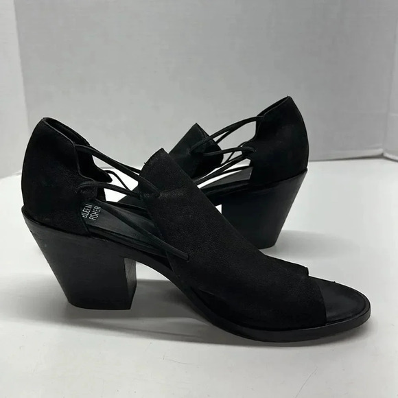 Eileen Fisher Shoes Suede Leather Heeled Heels Open Toe Black Size 9.5 - Picture 1 of 10